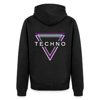 Techno House Party EDM Festival Goa Electro Rave - Unisex Premium Bio Zip Hoodie - Schwarz - Hinten - Nico (187cm)
