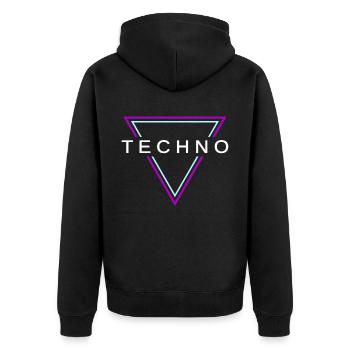 Techno House Party EDM Festival Goa Electro Rave - Unisex Premium Bio Zip Hoodie - Schwarz - Hinten - Nico (187cm)
