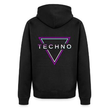 Techno House Party EDM Festival Goa Electro Rave - Unisex Premium Bio Zip Hoodie - Schwarz - Hinten - Nico (187cm)