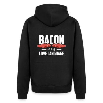 Ketogenic Diet Bacon Is My Love Ketosis Keto Lover - Unisex Premium Bio Zip Hoodie - Schwarz - Hinten - Nico (187cm)