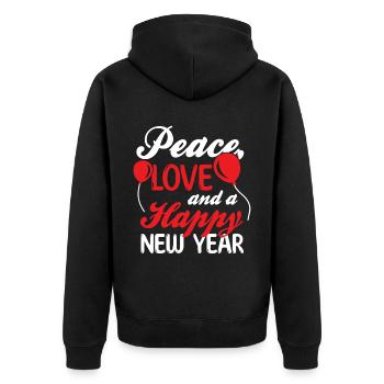 Réveillon du Nouvel An, Paix, Amour, Bonne Année - Veste à capuche bio Premium Unisexe - noir - Dos - Nico (187cm)