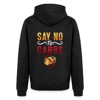 Low Carb Diet Say No To Carbs Loves Healthy Eating - Unisex Premium Bio Zip Hoodie - Schwarz - Hinten - Nico (187cm)