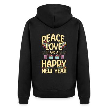 Réveillon du Nouvel An, Paix, Amour, Bonne Année - Veste à capuche bio Premium Unisexe - noir - Dos - Nico (187cm)