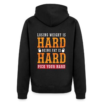 Low Carbs Diet Losing Weight Is Hard Healthy Diet - Unisex Premium Organic Zip Hoodie - black - Back - Nico (187cm)