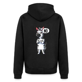 Zebra Nö - Unisex Premium Bio Zip Hoodie - Schwarz - Hinten - Nico (187cm)