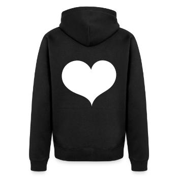 Herzschlag - Radfahren - (1) - Unisex Premium Bio Zip Hoodie - Schwarz - Hinten - Nico (187cm)