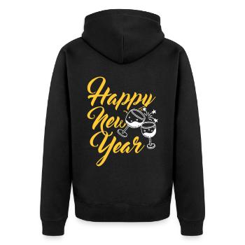 Réveillon du Nouvel An, Paix, Amour, Bonne Année - Veste à capuche bio Premium Unisexe - noir - Dos - Nico (187cm)