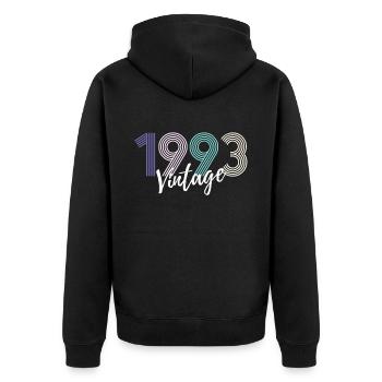 30 ans né en 1993 rétro 30e anniversaire - Veste à capuche bio Premium Unisexe - noir - Dos - Nico (187cm)