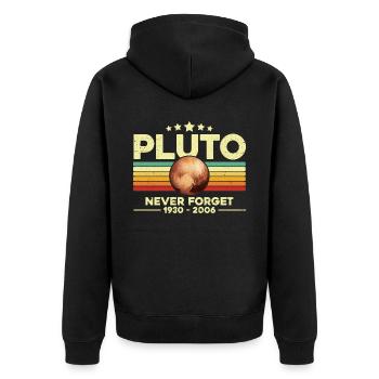 Pluto Never Forget - Unisex Premium Organic Zip Hoodie - black - Back - Nico (187cm)