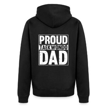 Taekwondo Vater Taekwondo Vater - Unisex Premium Bio Zip Hoodie - Schwarz - Hinten - Nico (187cm)