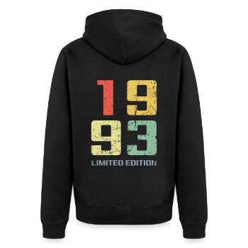 30 ans né en 1993 rétro 30e anniversaire - Veste à capuche bio Premium Unisexe - noir - Dos - Nico (187cm)
