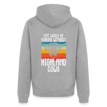 Vache des Highlands - Veste à capuche bio Premium Unisexe - gris chiné - Dos - Nico (187cm)