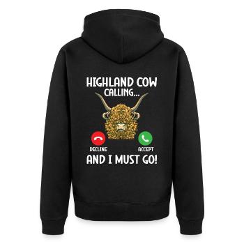 Hochlandkuh - Unisex Premium Bio Zip Hoodie - Schwarz - Hinten - Nico (187cm)