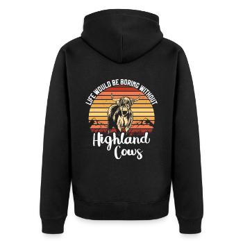 Hochlandkuh - Unisex Premium Bio Zip Hoodie - Schwarz - Hinten - Nico (187cm)