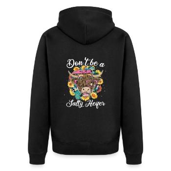 Highland cow - Unisex Premium Organic Zip Hoodie - black - Back - Nico (187cm)