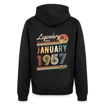 Legendary Since January 1957 Limited Edition - Unisex Premium Bio Zip Hoodie - Schwarz - Hinten - Nico (187cm)