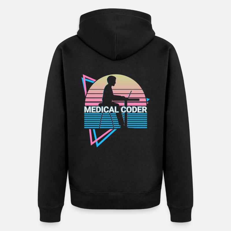 Codeur médical Rétro - Veste à capuche bio Premium Unisexe - noir