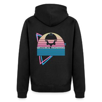Maschinenbau Retro - Unisex Premium Bio Zip Hoodie - Schwarz - Hinten - Nico (187cm)