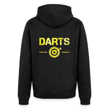 Darts - Unisex Premium Bio Zip Hoodie - Schwarz - Hinten - Nico (187cm)