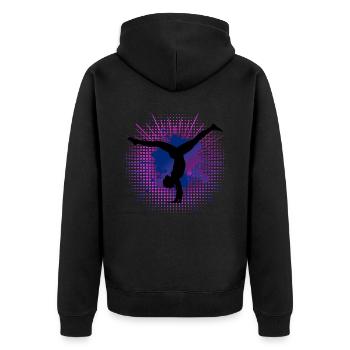 Turnerin Rhythmische Sportgymnastik RSG - Unisex Premium Bio Zip Hoodie - Schwarz - Hinten - Nico (187cm)