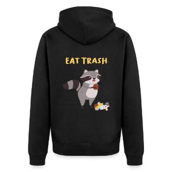 Eat Trash Waschbär Kinder - Unisex Premium Bio Zip Hoodie - Schwarz - Hinten - Nico (187cm)