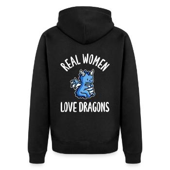 Real Women Love Dragons - Unisex Premium Bio Zip Hoodie - Schwarz - Hinten - Nico (187cm)