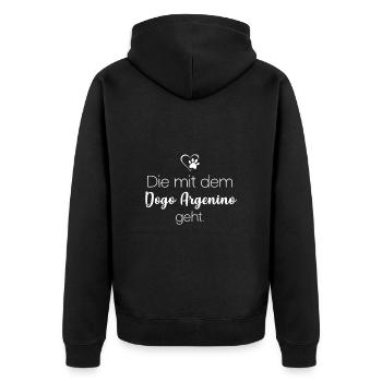 Dogo Argentino - Unisex Premium Bio Zip Hoodie - Schwarz - Hinten - Nico (187cm)