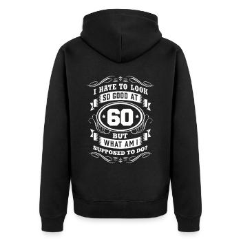 Cadeau de 60e anniversaire Année d’anniversaire - Veste à capuche bio Premium Unisexe - noir - Dos - Nico (187cm)