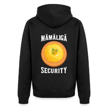 Mamaliga Sécurité Cuisine roumaine - Veste à capuche bio Premium Unisexe - noir - Dos - Nico (187cm)