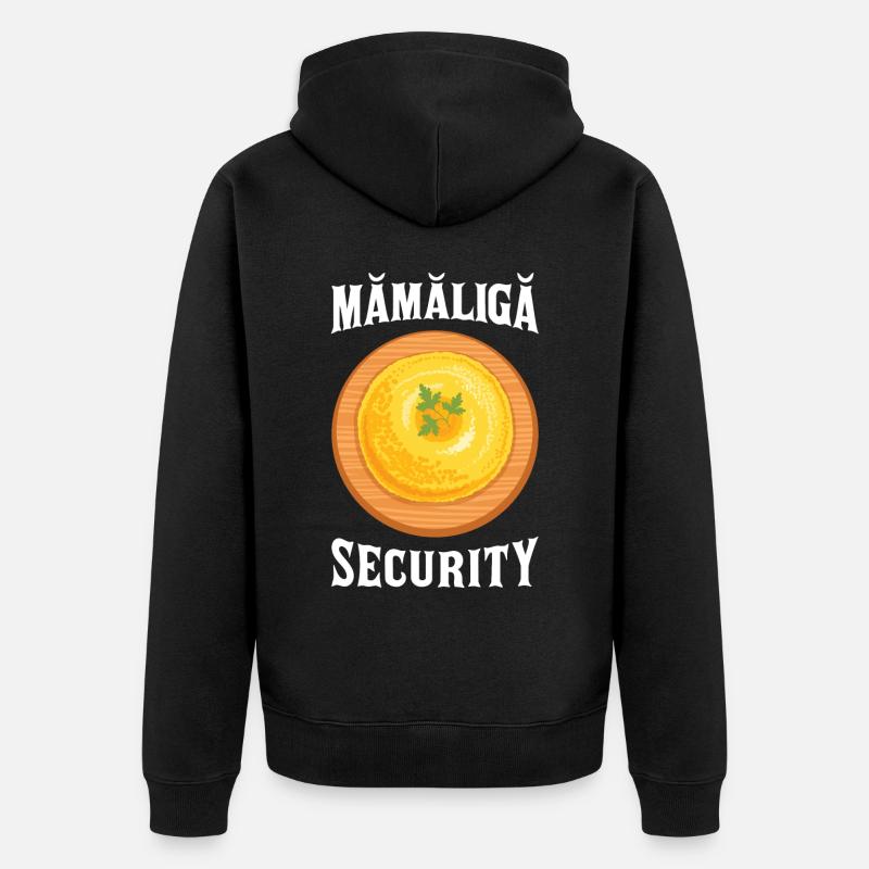 Mamaliga Sécurité Cuisine roumaine - Veste à capuche bio Premium Unisexe - noir