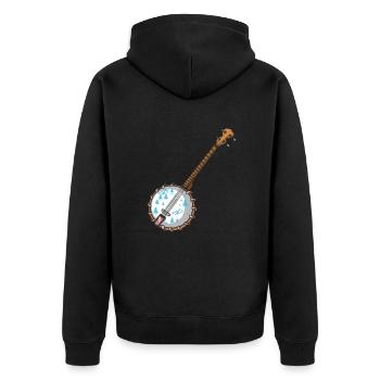 Banjo Shirts For Men Bluegrass Appalachia Folk - Unisex Premium Organic Zip Hoodie - black - Back - Nico (187cm)