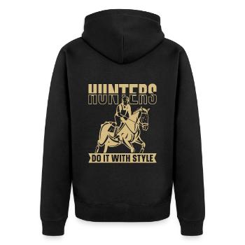 Show Jumping Hunters Do It With Equine Show Jumper - Unisex Premium Bio Zip Hoodie - Schwarz - Hinten - Nico (187cm)