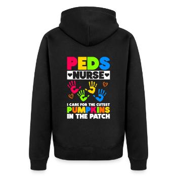 Kinder Krankenschwester Säugling Pädiatrie - Unisex Premium Bio Zip Hoodie - Schwarz - Hinten - Nico (187cm)