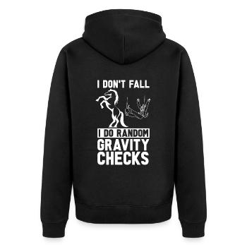 Show Jumping I Don't Fall I Do Horses Show Jumper - Unisex Premium Bio Zip Hoodie - Schwarz - Hinten - Nico (187cm)