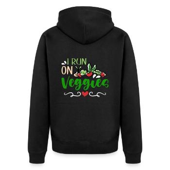 Vegan Diet I Run On Veggies Vegetarian Meat Free - Unisex Premium Bio Zip Hoodie - Schwarz - Hinten - Nico (187cm)
