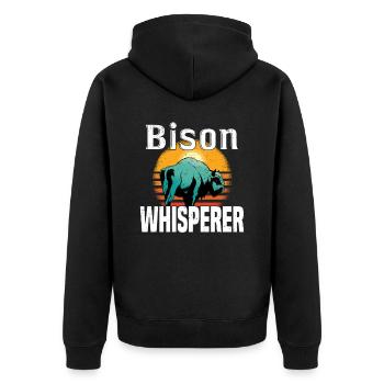 Buffalo Bison Ox Indian American - Unisex Premium Organic Zip Hoodie - black - Back - Nico (187cm)