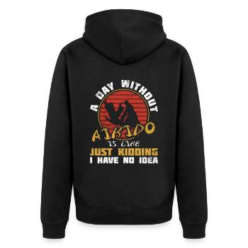 Day Without Aikido Japan Taekwondo Karate Martial - Unisex Premium Organic Zip Hoodie - black - Back - Nico (187cm)