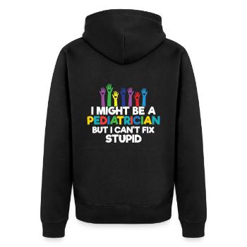 Kinderkrankenschwester - Unisex Premium Bio Zip Hoodie - Schwarz - Hinten - Nico (187cm)