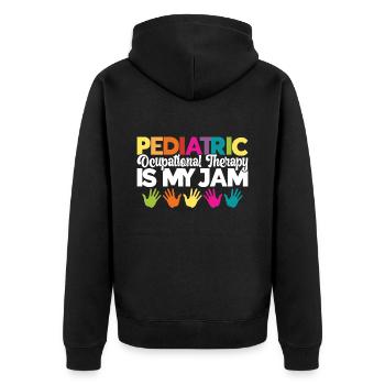 Kinderkrankenschwester - Unisex Premium Bio Zip Hoodie - Schwarz - Hinten - Nico (187cm)