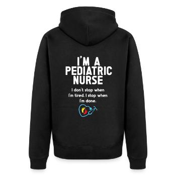 Kinderkrankenschwester - Unisex Premium Bio Zip Hoodie - Schwarz - Hinten - Nico (187cm)