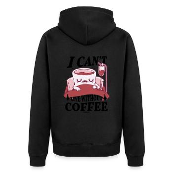 Kaffee - Unisex Premium Bio Zip Hoodie - Schwarz - Hinten - Nico (187cm)