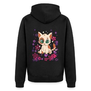 süße Babykatze Kawaii Anime Manga - Unisex Premium Bio Zip Hoodie - Schwarz - Hinten - Nico (187cm)
