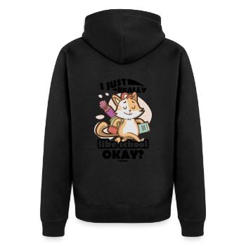 Schule ist toll Schulkind - Unisex Premium Bio Zip Hoodie - Schwarz - Hinten - Nico (187cm)