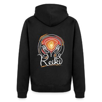 Energy Chakra Ganzheitliche Heilung Hände Reiki - Unisex Premium Bio Zip Hoodie - Schwarz - Hinten - Nico (187cm)