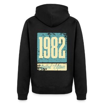 1982 Geboren Geburtstag Geburtsjahr - Unisex Premium Bio Zip Hoodie - Schwarz - Hinten - Nico (187cm)