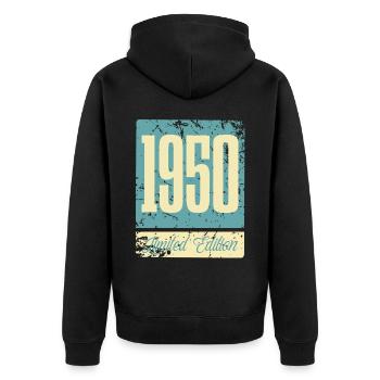 1950 Anniversaire Année de naissance - Veste à capuche bio Premium Unisexe - noir - Dos - Nico (187cm)