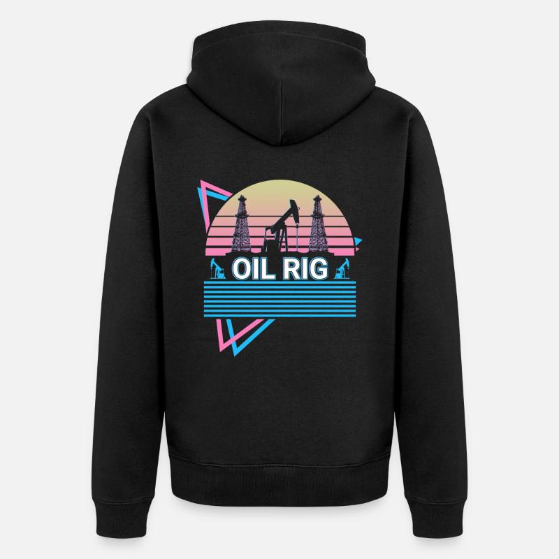 Plateforme pétrolière Retro - Veste à capuche bio Premium Unisexe - noir