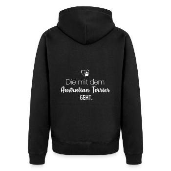 Australian Terrier - Unisex Premium Bio Zip Hoodie - Schwarz - Hinten - Nico (187cm)