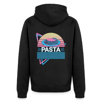 Pasta Retro Nudel Italienisch - Unisex Premium Bio Zip Hoodie - Schwarz - Hinten - Nico (187cm)