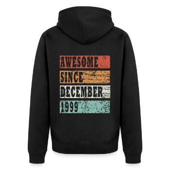 1999 Dezember vintage geboren Geschenk - Unisex Premium Bio Zip Hoodie - Schwarz - Hinten - Nico (187cm)